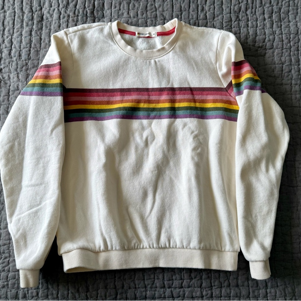 Marine Layer Anytime Rainbow Sweatshirt Multicolor Stripes sold out crewneck